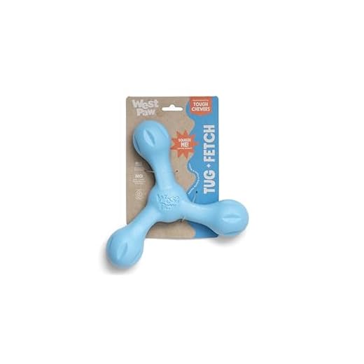 WEST PAW Zogoflex Air Skamp Tug-of-War Stick Dog Chew Toy – Hollow, Squishy Interactive Toy for Dogs, Puppies – for Chewing, Catch, Carry, Fetch, Dishwasher Safe, Latex-Free, Large 8.5", Aqua Blue