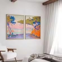 Lienzo de paisaje floral decorativo para pared de dormitorio (20x30cm, 2 piezas)