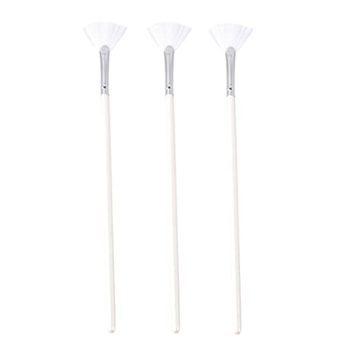 WEKADRIN 3pcs Long Handle for Facials Mask Diy Fan Shape Mask Brush Smooth Application Skin Care Tool