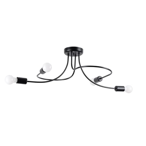 Suspension luminaire noir LEVAR Sollux à 4 lampes LED E27 pour un éclairage de salon moderne