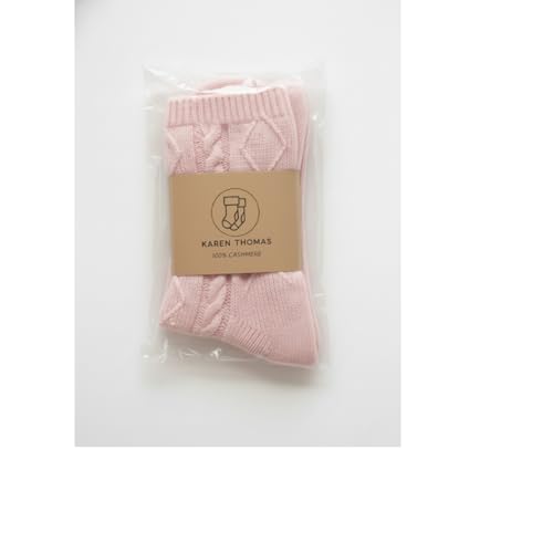 Image of Karen Thomas 100% Cashmere Women's Sleep Socks, 3-Ply Soft Cozy Cable Knit, Luxury Bed Socks for Warmth, Comfort & Lounging