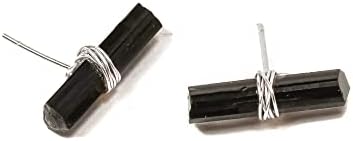 Black Tourmaline T Bar Stud Earrings, Handmade Tourmaline Needle ...