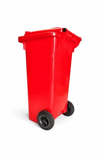 Image of OTTO Plastic Manual-Lift Garbage Waste Dustbin with Wheels 120 Ltr Red