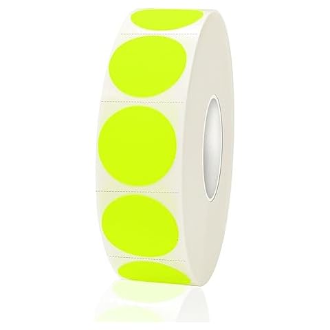 Yeachlaing 1200 Pieces 0.75 Inch Round Color Coding Label Garage Sale Stickers Yard Sale Price Stickers Permanent Adhesive Dots Stickers,Easily Writable with Perforation Line (Fluorescent Yellow) Cover