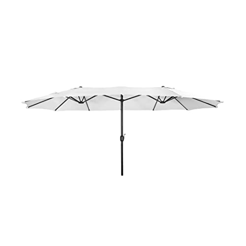 WO Home Furniture 15 ft x 9 ft Double Sided Twin Market Table Umbrella, Extra Long for Outdoor Patio Balcony Garden (White)