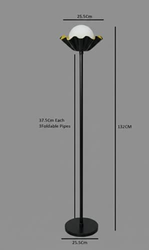 Image of Metal Shade Wooden Tripod Floor Lamp for Living Room, Living Room Corner, Bedroom, Home, Office, Interiors, Decor, Cinema. (Black with Ball)