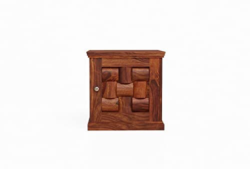 Image of WOODLAB Solid Sheesham Wood Bedside End Table with 2 Drawer Storage for Bedroom Wooden Nightstand Table Home Office (Niwar Honey Finish)