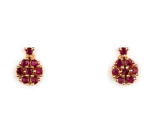 Image of Sasitrends Micro Gold Plated American Diamond Ruby stone Studded Necklace Jewellery Set