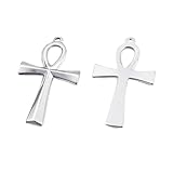 Elecrelive - 3 dijes de cruz Ankh de acero inoxidable, colgantes de cruz de Pascua para manualidades, collares, pulseras, joyas, llaveros, manualidades