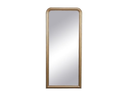 Vente-unique - Grand Miroir en Bois de Paulownia avec moulures - L. 80 x H. 180 cm - Doré Effet Laiton- Heloise