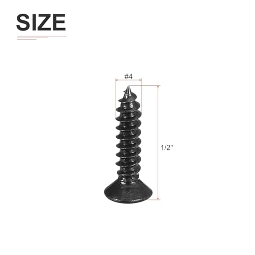 Image of DTGN 500Pcs #4x1 /2 inch Flat Head Wood Screws, 304 Stainless Steel Phillips Self Tapping Screws - Good for Woodworking, Furniture - Black