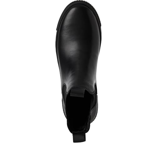 Tamaris Damen Chelsea Boots, Frauen Stiefeletten,Wechselfußbett,Comfort Lining,uebergangsschuhe,uebergangsstiefel,flach,Black Leather,38 EU