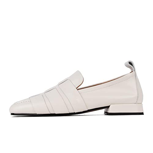 Image of TinaCus Handmade Women's Loafers Flats | Soft Leather, Square Toe, Braided Style, Slip On
