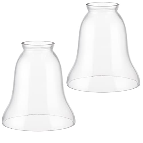 Image of Skelang 2 Pcs Ceiling Fan Light Shade, Lip Lamp shade, Bell Shape Light Fixture Globes Replacement, Clear