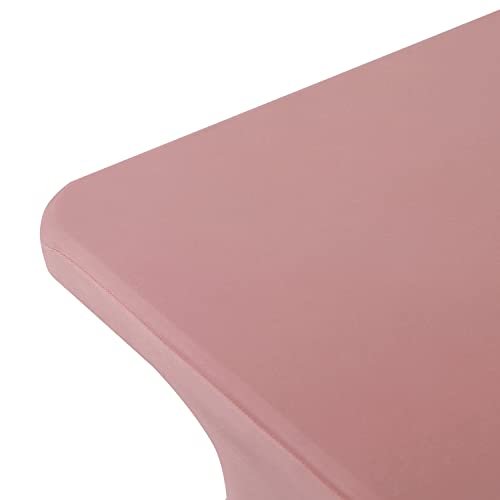 Image of Peomeise 8FT Spandex Table Cover Rectangular Stretch Spandex Tablecloth (Dusty Rose,8FT)