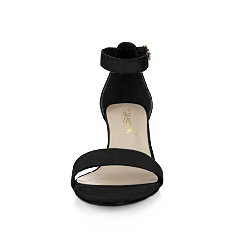 Allegra K Women's Open Toe Mid Block Heel Ankle Strap Sandals (Size US 8.5) Black