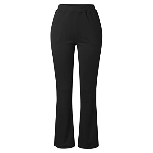 GOKKILRW Womens Bootcut Dress Pants with Pockets Stretchy Work Slacks Business Casual Bootleg Pull On Lounge Wide Leg Pants3