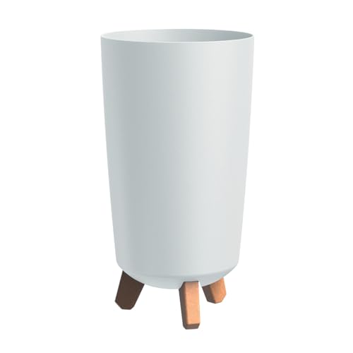 Prosperplast Gracia Tubus Slim Macetero con patas, para interior y exterior, resistente a los rayos UV y a la intemperie, moderno macetero de plástico blanco, redondo, ligero y estable (Ø 195 mm)