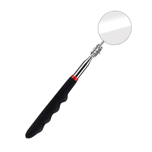 Extended Handle Mirror on a Stick Car Telescoping Inspection Mirror 50mm Diameter Round Handle Telescopic Mirror 360 Degree Rotation Stainless Steel Universal Folding Telescopic Round Mirror Black