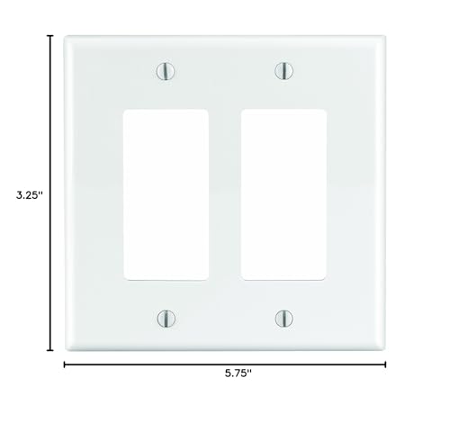 Image of Leviton 2-Gang Decora /GFCI Decora Wallplate, Midway Size, PJ262-W, White