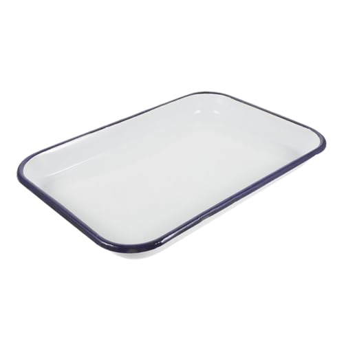 LABRIMP Plato Cuadrado de Esmalte para Hornear Bandeja de Cerámica para Hornear Empanadas Bandeja para Asar Cocina para Dulces Restaurante de Porcelana