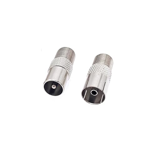 JZK 2 piezas F hembra a TV macho/9,5 mm hembra Conector coaxial de antena de TV, adaptador coaxial RF de antena satelital, conector SAT para cable aéreo y satelital
