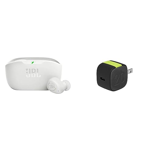 Image of JBL Vibe Buds True Wireless Headphones - White and InfinityLab InstantCharger 20W 1 USB Compact USB-C PD Charger (Black)