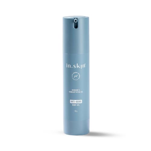 Image of in.skin Anti-Aging Night Gel with 2% Argireline Peptide, 2% Niacinamide & 2% Vitamin C | Overnight Repair Gel for Fine Lines, Glow & Even Skin Tone (50 g)