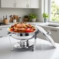 ALSO GO Round Chafing Dishes for Buffet 5QT, Silver Serving Dishes Warming Trays for Buffet, Stainless Steel Buffet Set with Full Size Chafing Pan, Food Warmer for Parties Buffet Catering