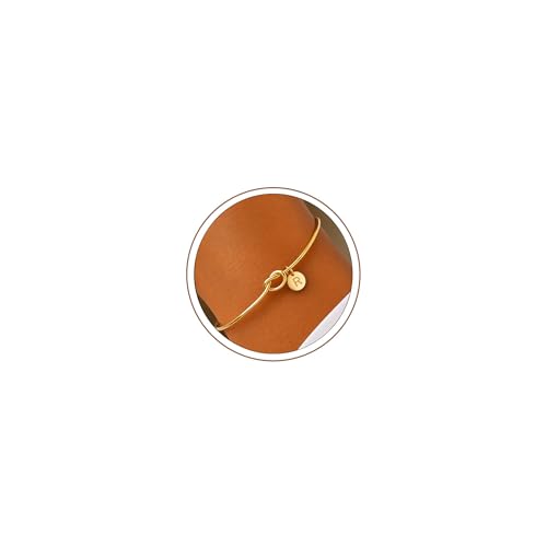 Image of Turandoss Gold Initial Bracelets for Women Girls - Dainty Knot Initial Bracelet Letter R Gold Jewelry Bridesmaid Gift for Women Girls