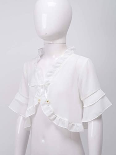 Little Girls' Short Sleeve Lace Bolero Cardigan Shrug Dress Cover up Ruffle Hem Chiffon Shawl Casual Wear4
