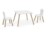 xonox.home – Kindersitzgruppe 3er Set 55x43x55 cm in Weiß und Pinie Nachbildung – Bestehend aus Kindertisch und 2 Stühlen – Stabil, modern, kindgerecht & ideal für das Kinderzimmer