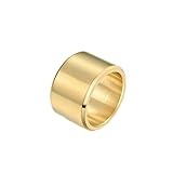 BWDHJLEY Anillos de oro para hombre, acero de titanio, anillo de compromiso simple esmerilado simple de 15 mm de ancho, Z, Titanio, Sin piedra preciosa