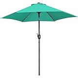 Yaheetech 7.5FT Patio Umbrella Outdoor Table Umbrella Canopy Market Umbrella with Push Button Tilt & Crank for Garden/Lawn/Deck/Backyard, 6 Ribs, Turquoise