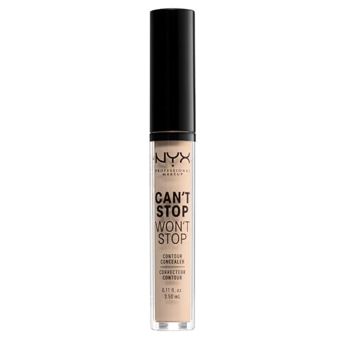 NYX Professional Makeup Can't Stop Won't Stop Contour Concealer korektor do konturowania twarzy w płynie, wodoodporny, kryje niedoskonałości, 02 Alabaster, 3,5 ml