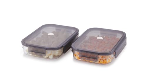 Image of INKULTURE Food Storage Container Set, Stackable with Locking Lids, Clear with Grey Lids, BPA-Free, | Pack of 02