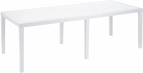 Dmora - Table d'extérieur Roma, Etagère à manger rectangulaire extensible, Table de jardin extensible effet rotin, 100% Made in...