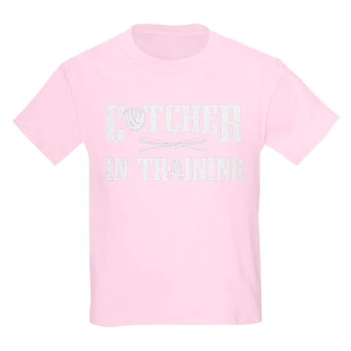 CafePress Baseball Catcher in Training Kids Baseball T Shirt Kids Graphic Cotton T-Shirt Light Pink