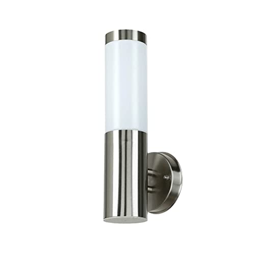 Aplique exterior IP44 impermeable de acero plateado para paredes de jardín