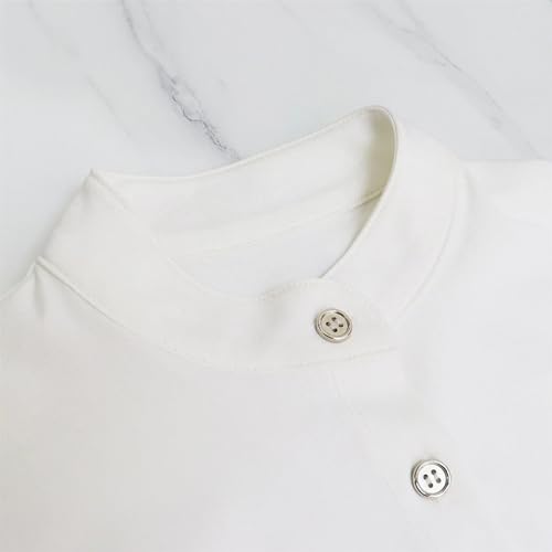 Women's Single Breasted Stand Collar Short Sleeve Shirt And Full Length Wide Leg Pants Suit3