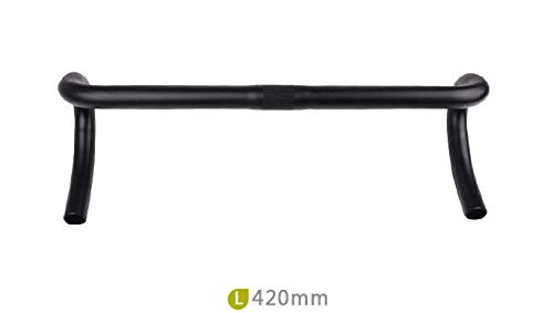rgo Alu Rennrad-Lenker – 25,4 mm Klemmung, 420 mm Breite, 302g Ultraleicht, T6061 Aluminium, Ergonomisches Design, Schwarz (Schwarz) Sport & Freizeit