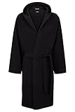 BOSS Herren French Terry Robe Morgenmantel aus Bio-Baumwolle mit Kapuze und Logo Schwarz L