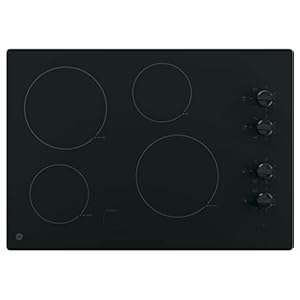 GE JP3030DJBB 30 Inch Smoothtop Electric Cooktop with 4 Radiant Elements, Knob Controls, Keep Warm Melt Setting, Black