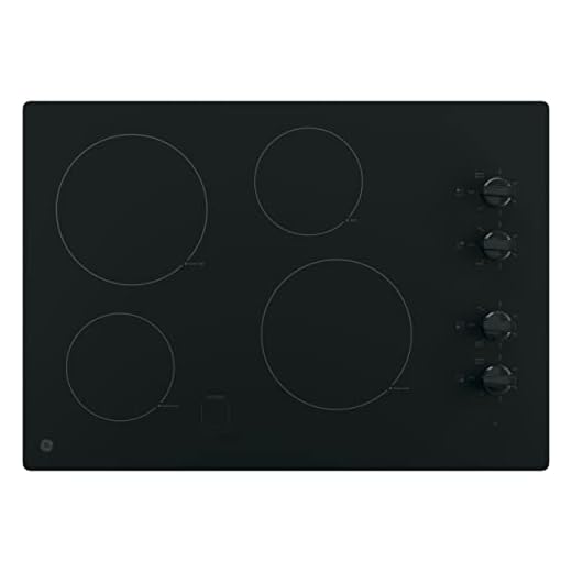GE JP3030DJBB 30 Inch Smoothtop Electric Cooktop with 4 Radiant Elements, Knob Controls, Keep Warm Melt Setting, Black