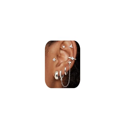 Morfetto Pendientes Mujer Plata Hipoalergenicos 7Pares Pendientes Acero Inoxidable Aro Mujer Pequeños Piercing Oreja Antialergicos Tragus Piercing Helix
