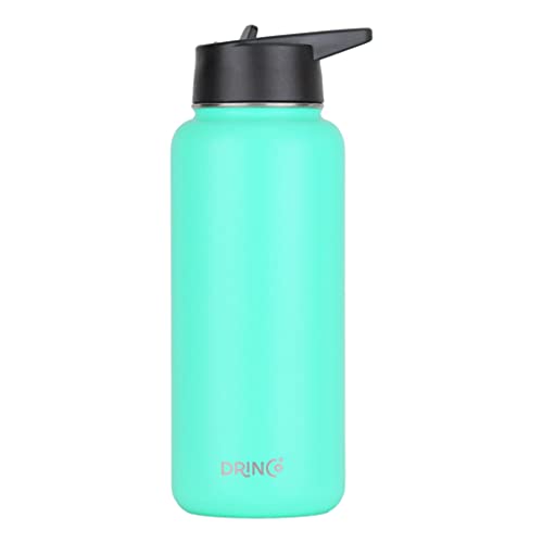 Image of Drinco Stainless Steel Water Bottle Spout Lid Vacuum Insulated Double Wall Water Bottle Wide Mouth Leak Proof Keep Cold Sport Camping Hiking (32oz Teal)