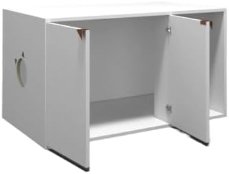 Caixa de Areia Fechada para Gatos em Madeira MDP Móvel Box Sanitá...