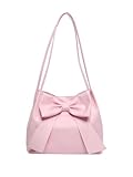 Verdusa Women's PU Leather Shoulder Tote Bags Bow Satchel Purses Pink One-Size