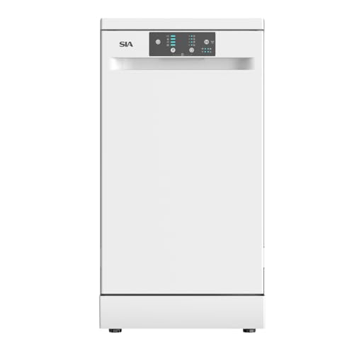 SIA SFSD459W Freestanding Dishwasher, Slimline 45cm Width, 9 Place Settings, Delay Start, 4 Programs, 29 Minute Quick Wash, White