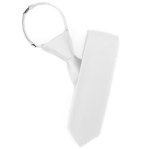 Puistr Boys White Tie Pre-tied Adjustable Kids Solid Color Necktie for Age 8-12 Years Wedding School Graduation with Gift Box